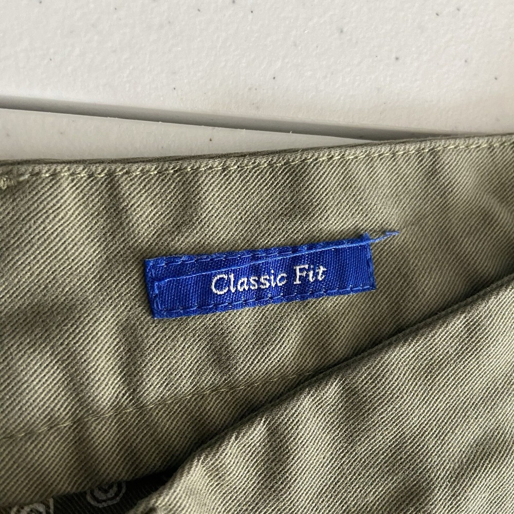 Peter Manning Pants men's 35x28 Chino Classic Fit Green Flat Front Casual Cotton - Picture 6 of 13